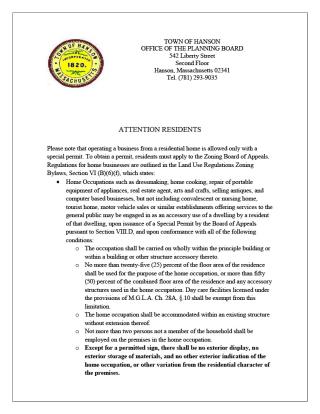 Home Occupations Notice