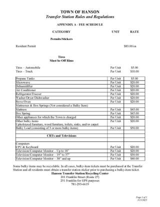 Transfer Station Fees