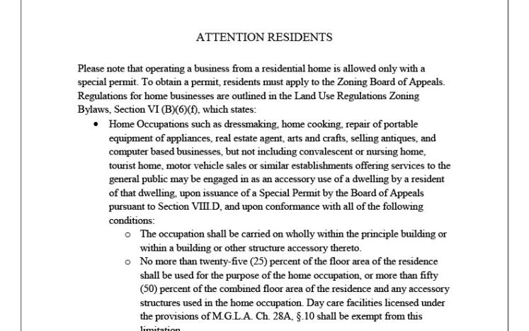 Home Occupations Notice